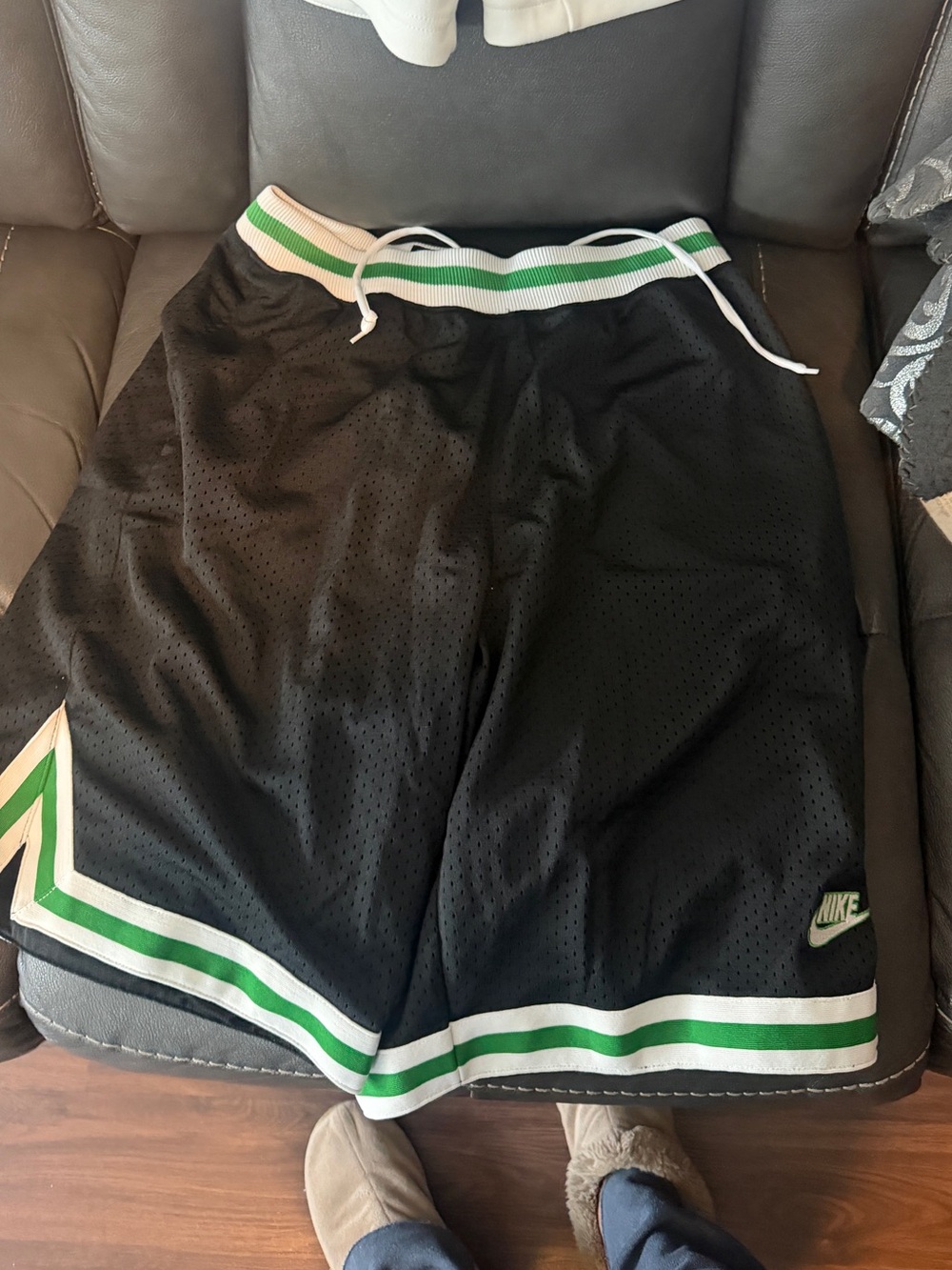 Nike Black Shorts with Green & White Trim